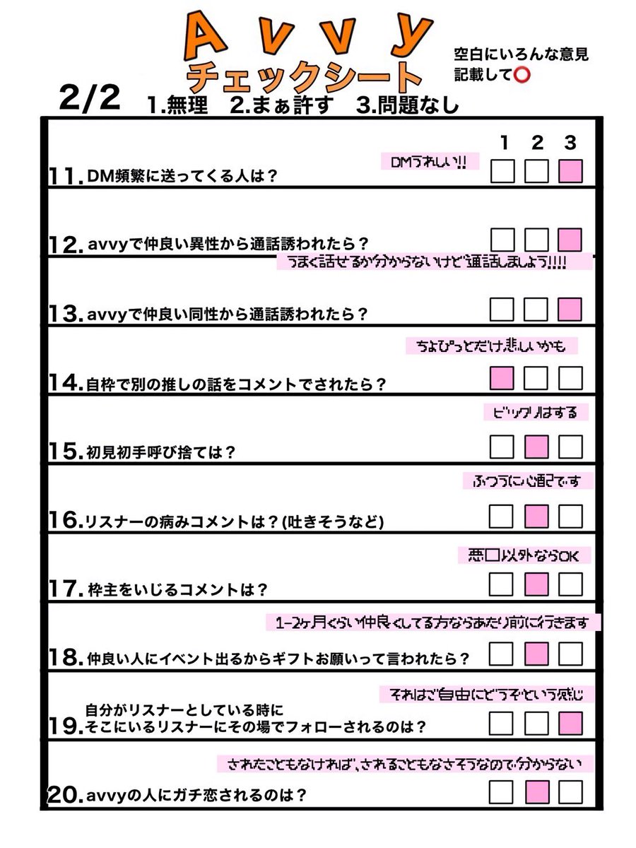 Park_sans2's tweet photo. #Avvyチェックシート 
読みにくいフォントでごめんなさい( > <꧞) https://t.co/lJCOMP6BdC