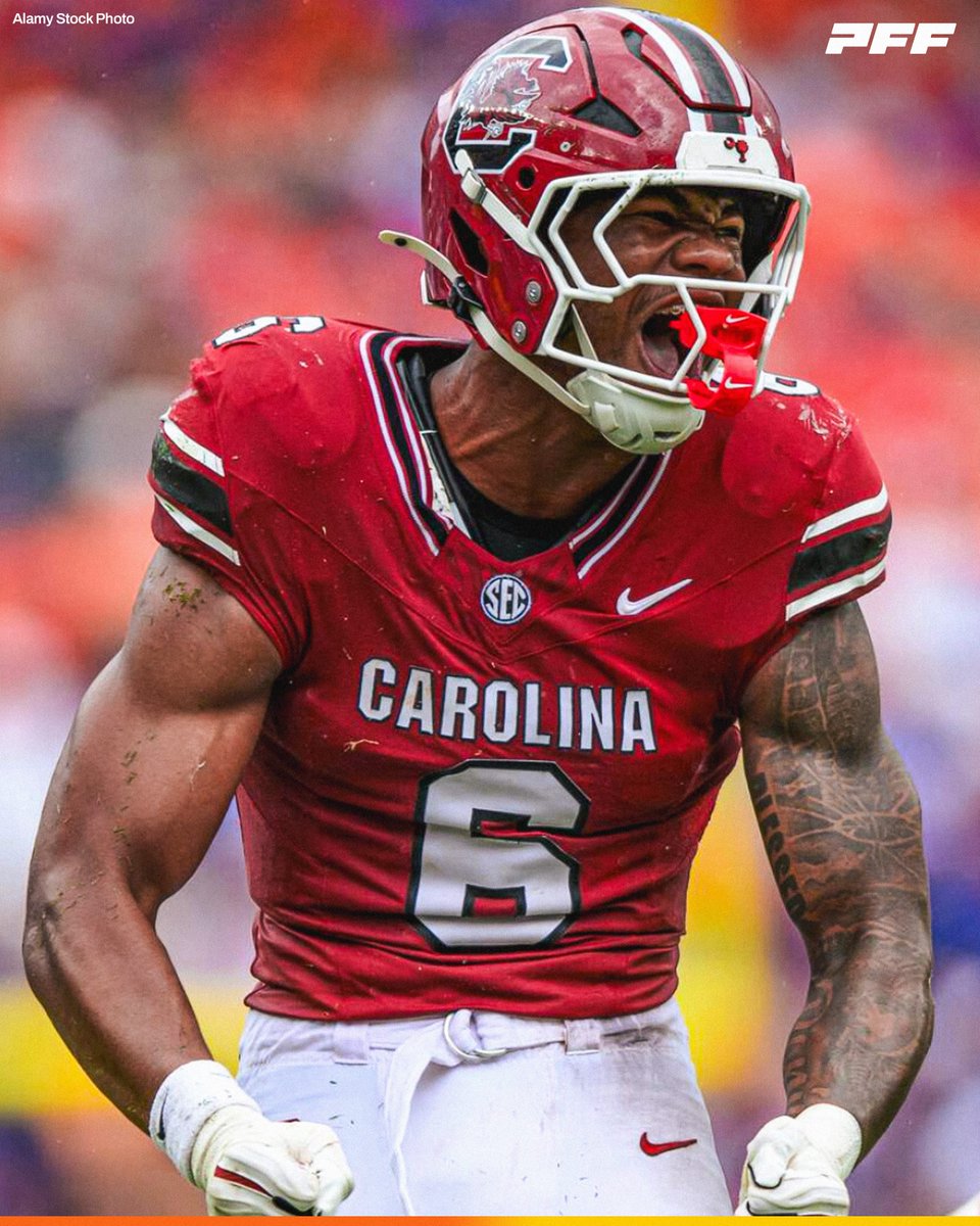 PFF_College's tweet photo. Highest Graded Player in College Football from Week 6:

🐔 Dylan Stewart, South Carolina: 95.8

@GamecockFB https://t.co/mc6Km1c2J6