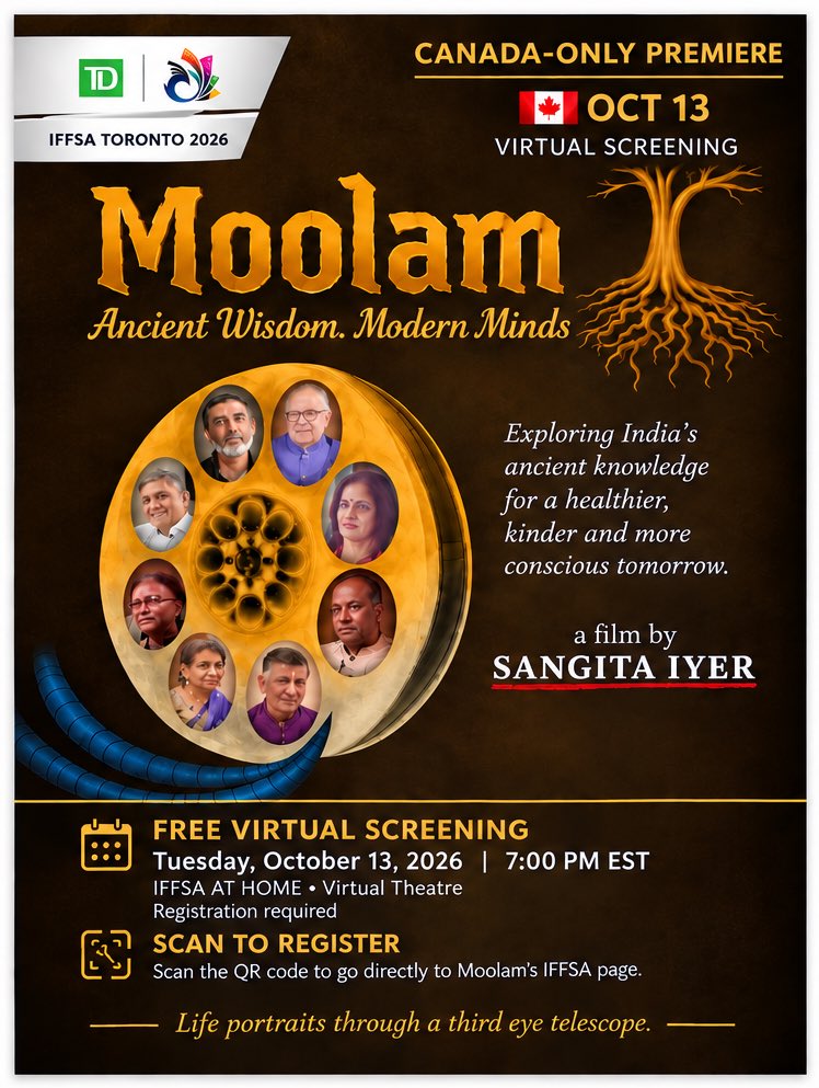 MettleFilms's tweet photo. 🚨FINAL CALL!🎬
Mettle Films documentary MOOLAM officially selected by IFFSA🇨🇦🏆
🎥 Watch FREE from home! 📅 TOMORROW | 7 PM EST
📲 Scan the QR code, enter the Virtual Theatre &amp; register!
✨ A story that resonates with us all. Share with friends &amp; family in 🇨🇦! https://t.co/MwXl0407ok