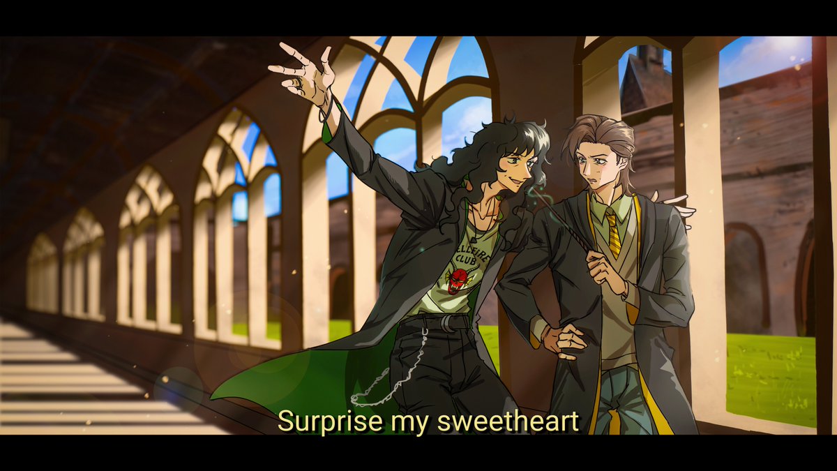 Natalie13812519's tweet photo. day17 Slytherin Eddie and Hufflepuff steve #steddie  #steddie60day https://t.co/YjUi6bPY6G