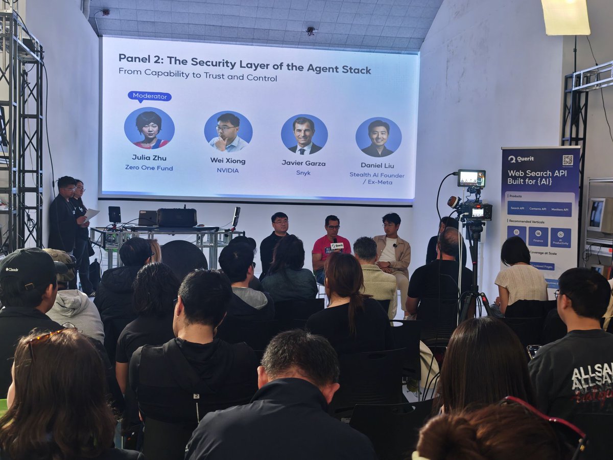 QueritAi's tweet photo. ⚡ What a night at SF Tech Week by a16z.
Querit × SF Tech Week brought together builders, founders, investors & AI leaders to discuss what it really takes to bring AI agents into production.

🎙️ Thanks to our speakers and moderators from Google DeepMind, NVIDIA, Snyk, Zed, Plug and Play, Zero One Fund, and Querit for sharing perspectives on agent workflows, external context, reliability, security, trust & control.

🤝 A packed room, thoughtful conversations, and a great evening with the AI builder community.
More speaker highlights from the night coming soon.
#SFTechWeek #AIAgents #AIInfrastructure #Querit