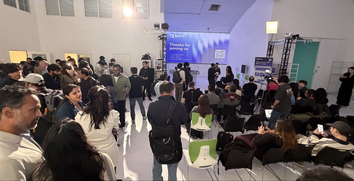 QueritAi's tweet photo. ⚡ What a night at SF Tech Week by a16z.
Querit × SF Tech Week brought together builders, founders, investors & AI leaders to discuss what it really takes to bring AI agents into production.

🎙️ Thanks to our speakers and moderators from Google DeepMind, NVIDIA, Snyk, Zed, Plug and Play, Zero One Fund, and Querit for sharing perspectives on agent workflows, external context, reliability, security, trust & control.

🤝 A packed room, thoughtful conversations, and a great evening with the AI builder community.
More speaker highlights from the night coming soon.
#SFTechWeek #AIAgents #AIInfrastructure #Querit