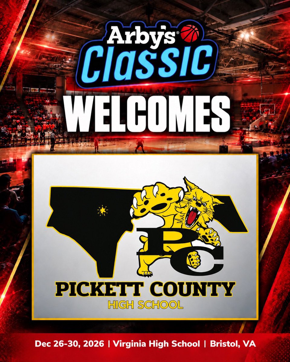 ArbysClassic's tweet photo. 🚨 PICKETT COUNTY IS HEADED TO BRISTOL! 🚨 

The 2026 Arby’s Classic welcomes Pickett County (TN)! 🏀🔥 https://t.co/XquE7zEZMy