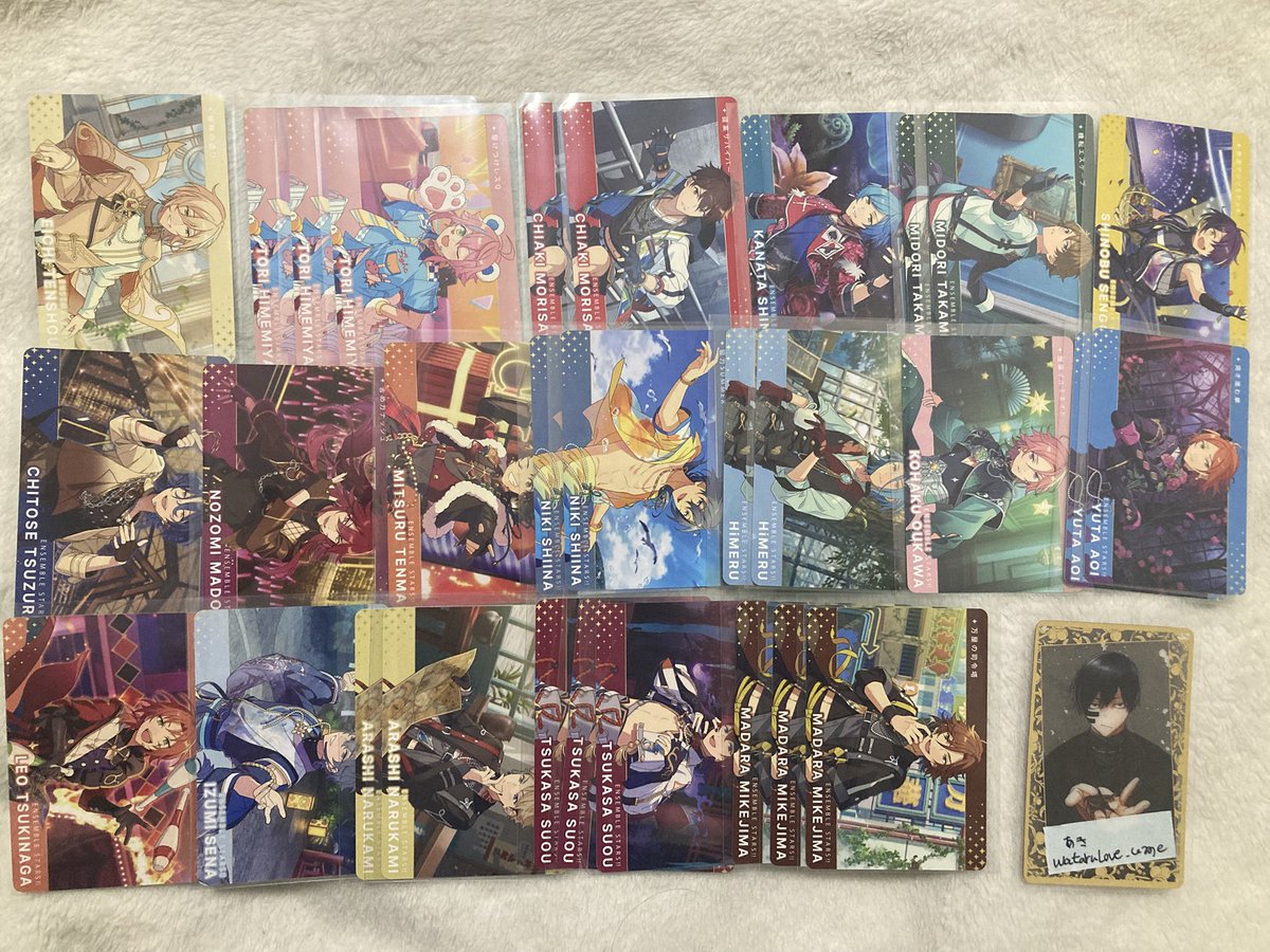 wataruLove_ume's tweet photo. 【交換/譲渡】あんスタ あんさんぶるスターズ カードダス ぱしゃっつ 特典 debut collection -2- デビュー

<譲>画像のかた
<求>
カードダス:R零.北斗各1>友也.弓弦/N零3.北斗5>渉.友也
ぱしゃっつ特典:渉.北斗.零.弓弦.友也
or定価+送料(デビューのみ)
↓ https://t.co/QjLAMyfb5X