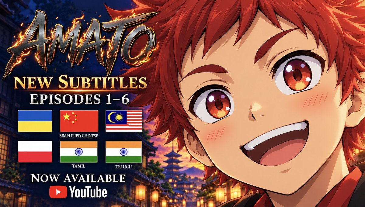 oshilabs's tweet photo. AMATO Episodes 1–6 now have subtitles in 6 more languages! Ukrainian, Chinese (Simplified), Malay, Polish, Tamil, and Telugu. @amatoanime

To our family around the world, enjoy Amato’s journey in your language! Watch on YouTube. https://t.co/XEkFvqGUCG