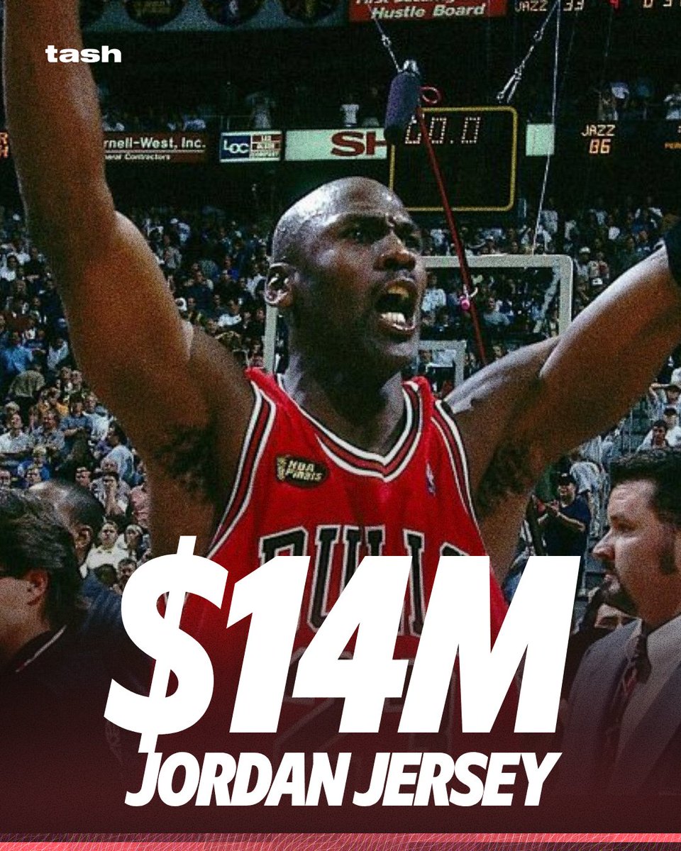 tradetash's tweet photo. A game-worn, autographed Michael Jordan jersey from Game 2 of the 1998 NBA Finals sold privately for $14 million, Hunt Auctions announced Monday. Miami real estate investor Ron Firman is the buyer.

Join tash waitlist in bio. https://t.co/dBnscfc6jt