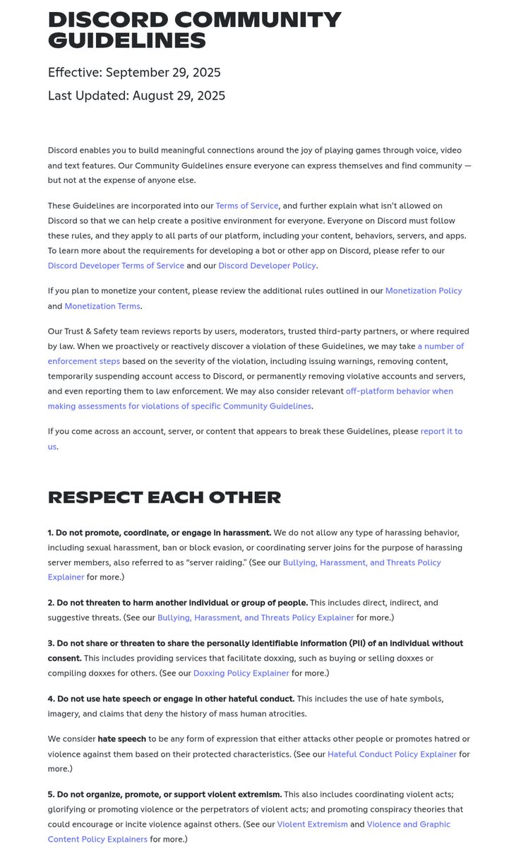 Star_NovaTweets's tweet photo. @Treyevers Technically @MiiaTzu violated @discord's ToS under Respecting Others, they also discuss how they can take actions off their platform. Legally speaking Miia signed a contract agreeing to these terms when she created her account, she should actually be banned off of Discord. https://t.co/2M6baq0eyS