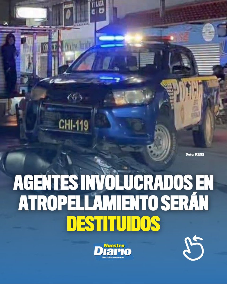 🚨🚔 AGENTES INVOLUCRADOS EN ATROPELLAMIENTO SERÁN DESTITUIDOS 🏍️🚨 La Policía Nacional Civil informó que los agentes involucrados en un accidente de tránsi…