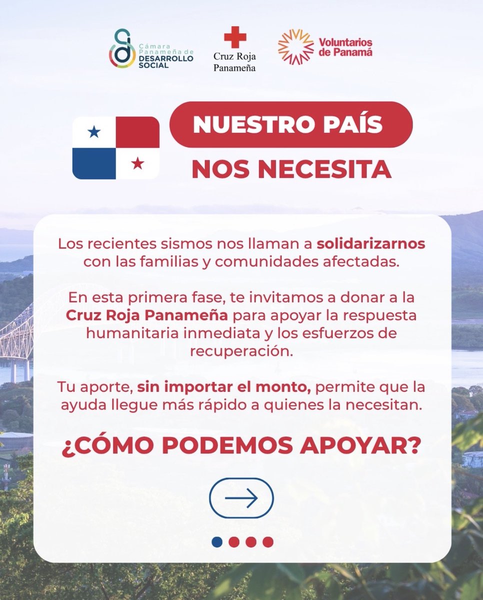 PuntoBohemio's tweet photo. 🇵🇦 En momentos de emergencia, la solidaridad salva vidas.

Desde Punto Bohemio y Fundación PIPCultural nos unimos a la campaña de apoyo para las familias afectadas por los recientes sismos. Cada aporte cuenta y ayuda a acelerar la respuesta humanitaria.

❤️ Súmate por #Panamá https://t.co/o8Z4GAD9ns