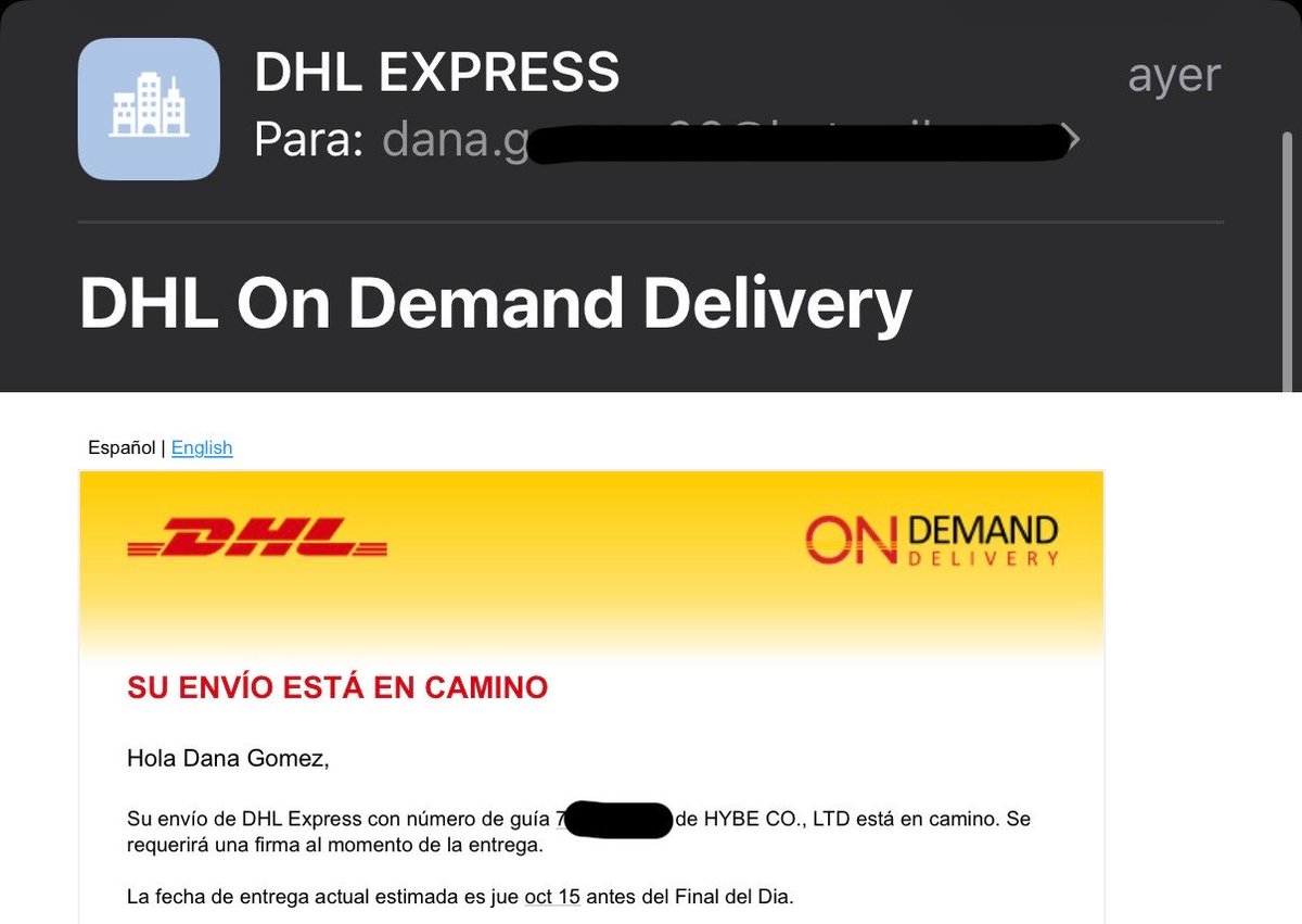 tbskoomi's tweet photo. @springday2905 así!!! igual me descargué la app para cambiar la dirección de entrega y poner para retirar en una sucursal de DHL y me aparece todo el seguimiento así que estafa no es https://t.co/70gUubE3Dc