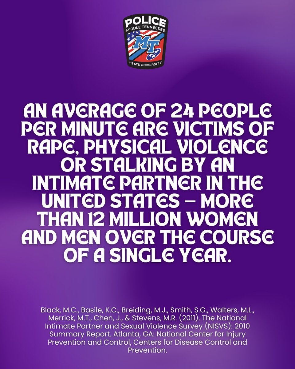 MTSUPolice's tweet photo. It’s never too late to ask for help. You can reach out to your local law enforcement agency, domestic violence center, or contact the National Domestic Violence Hotline at 1-800-799-7233 or text 88788. 

#WithSurvivors #DVAM2026 #BelieveSurvivors https://t.co/9iOb4t0Bw3