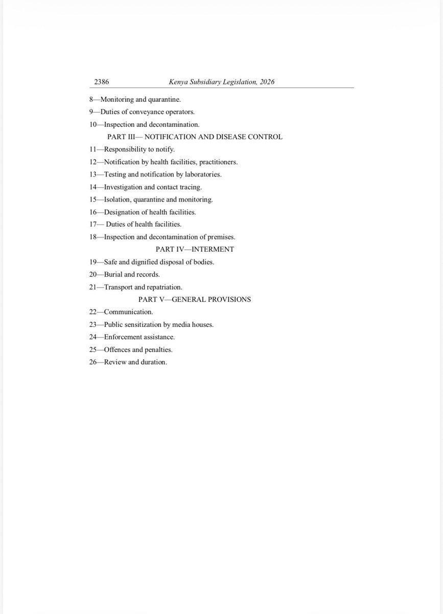 MOH_Kenya's tweet photo. PUBLIC HEALTH (EBOLA DISEASE) RULES, 2026 https://t.co/HGwq4inMHx