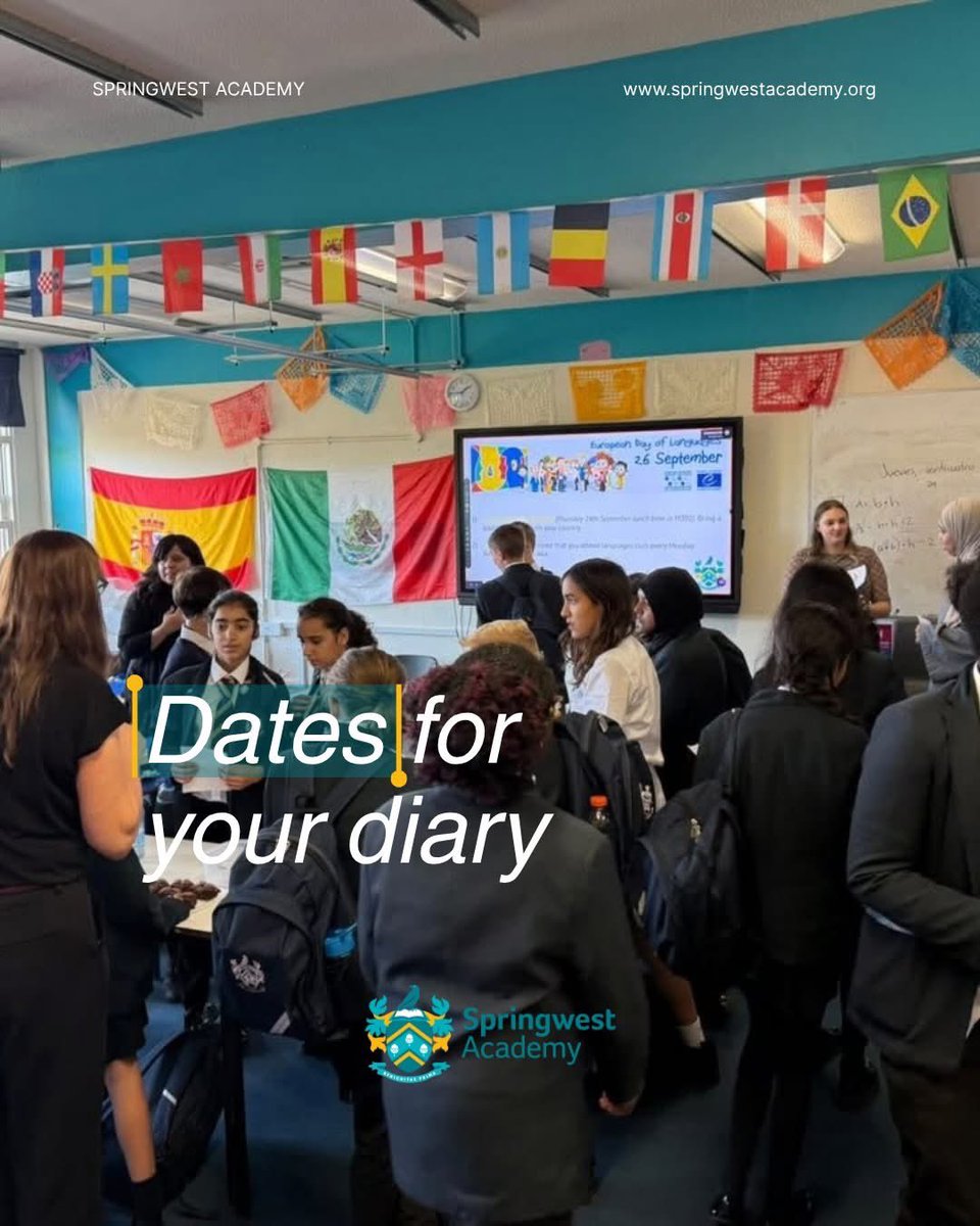 SpringwestA's tweet photo. A few dates to pop in your diary before the half-term break.

Please also remember that Year 7 applications for September 2027 close at midnight on Saturday 31st October. We would love to see you at our Open Morning if you would like to find out more. https://t.co/UmSNPG6nY5
