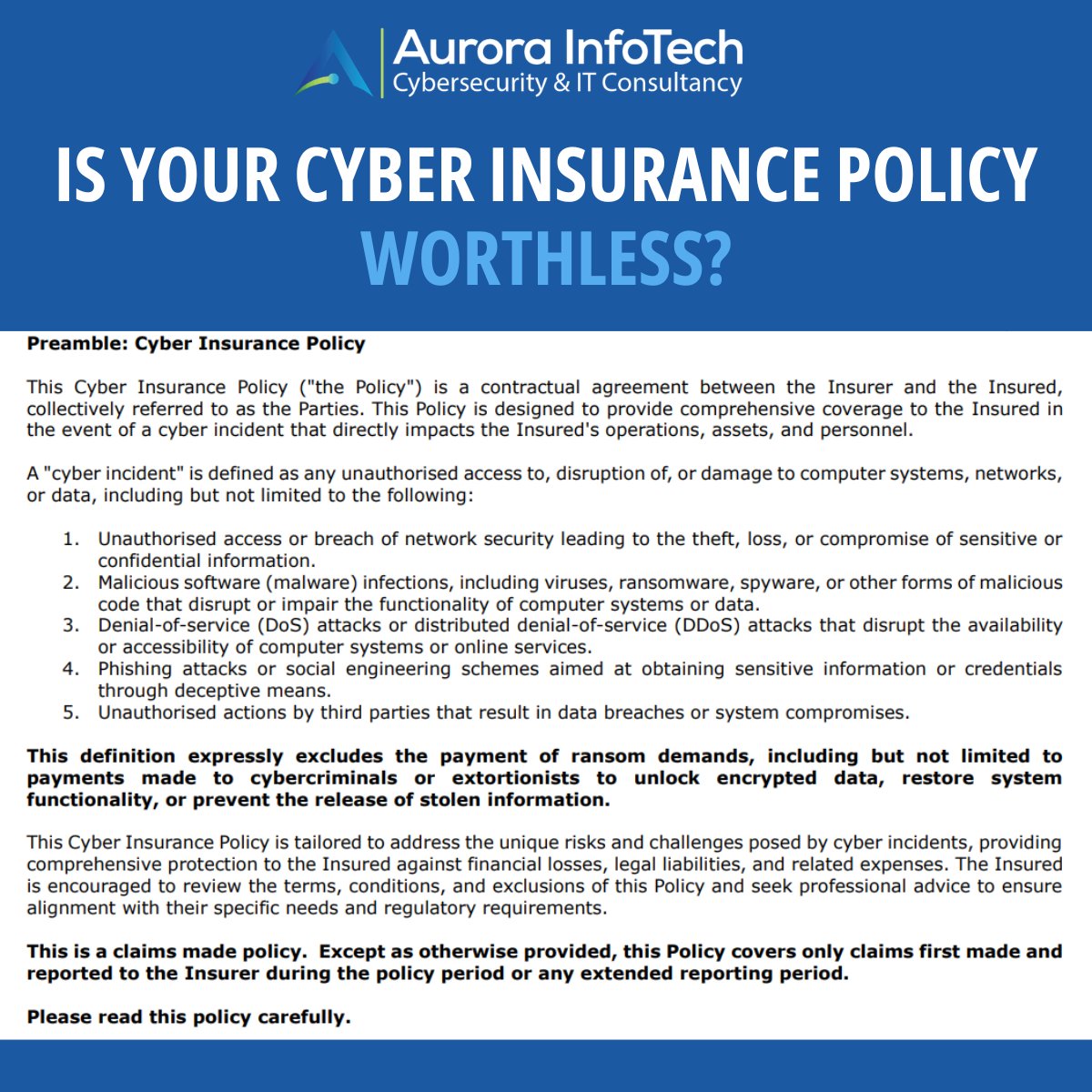 royajrichardson's tweet photo. Your Cyber Insurance May Not Cover You!
Review your defenses today, before it’s too late.
https://t.co/D5FeWk1UA0
https://t.co/Pr6wAhm5ba
#Cybersecurity #CyberInsurance #DataBackup https://t.co/JRBJSSs0BB