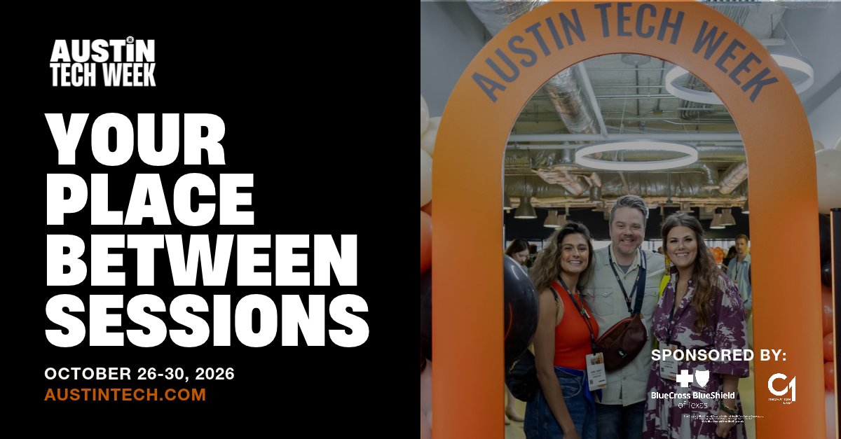 AustinTech's tweet photo. Some of the best #AustinTechWeek conversations happen between sessions. 👀
On Oct. 26, the Connector+ Lounge, sponsored by @BCBSTX, is your spot to recharge, connect &amp; keep the conversation going.

📍 @STATION_Austin
🎟️ Connector+ badge required 
👉 https://t.co/zfSAlD9kVm https://t.co/4rHGwRe2ZR