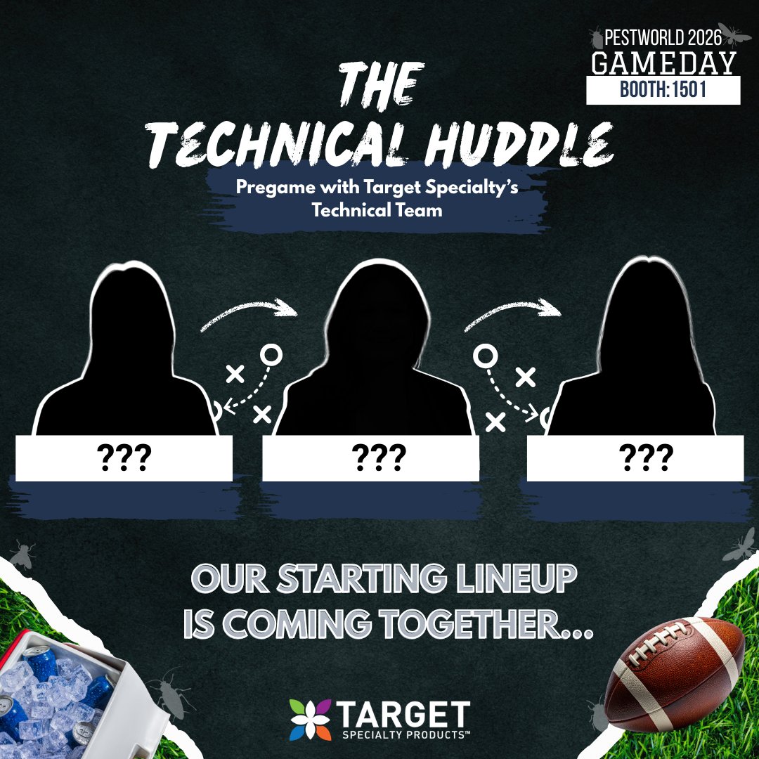 TargetSpecProd's tweet photo. Every great game plan starts in the huddle 🏈

Pregame with the Target Specialty Technical Team at Booth #1501 during PestWorld 2026. The starting lineup is coming together—who do you think is taking the field? Drop your guesses in the comments below! 👇 https://t.co/qRCXz5o12a