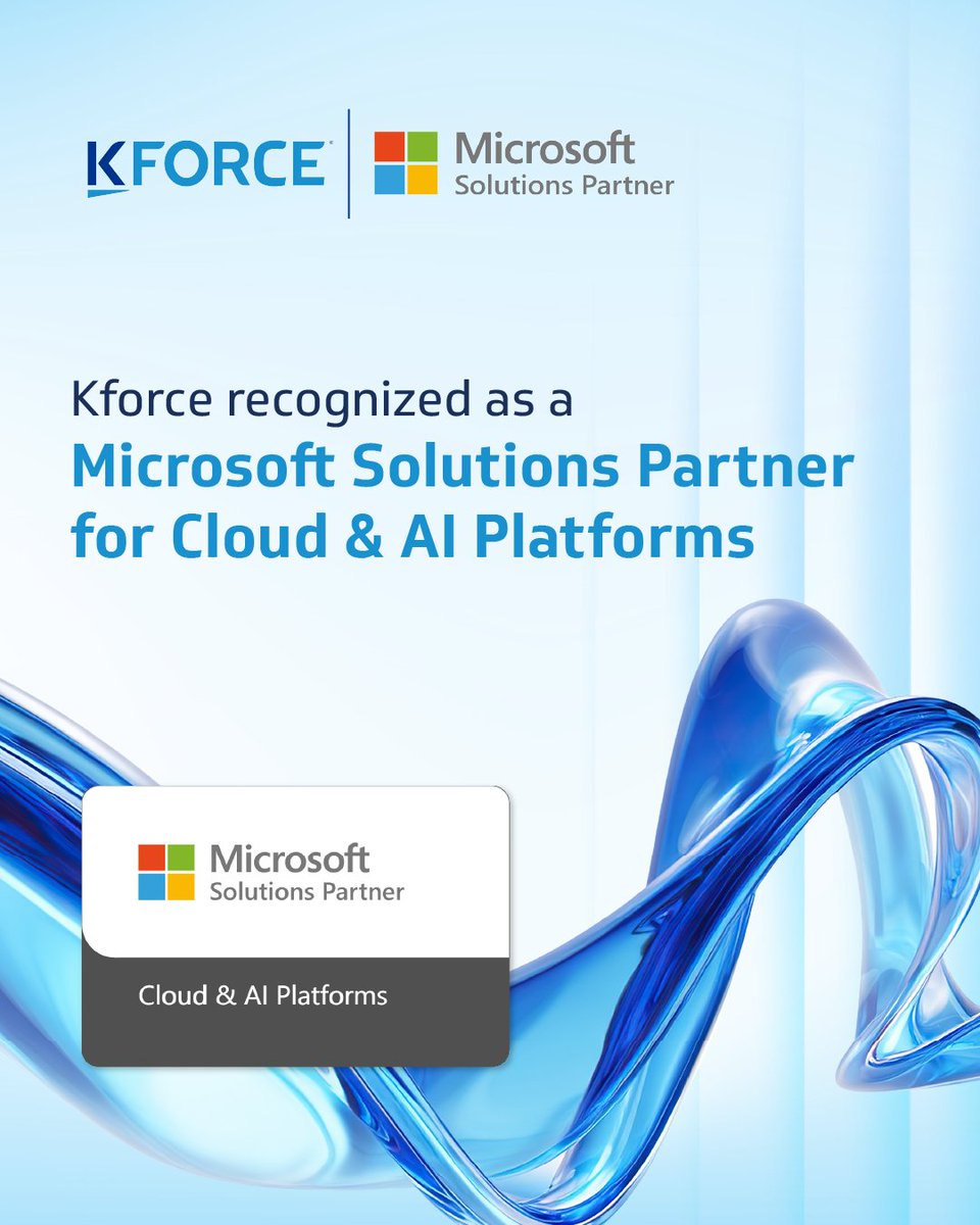 Kforce's tweet photo. Kforce is a Microsoft Solutions Partner for Cloud &amp; AI Platforms, with Data &amp; AI and Digital &amp; App Innovation designations that strengthen our ability to advance complex technology initiatives.

Learn more: https://t.co/oXdN7nPOOY https://t.co/Y80ytEcMw1