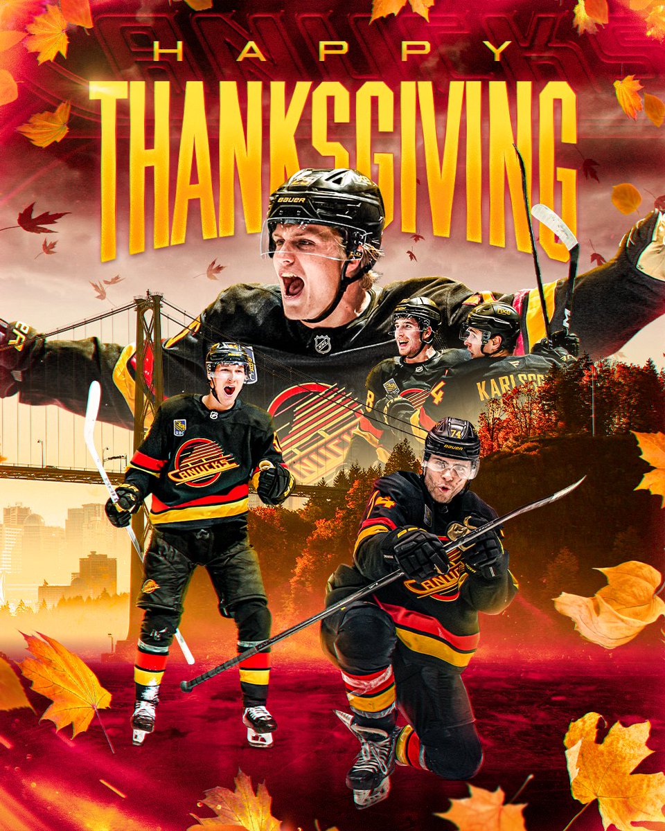 Canucks's tweet photo. Happy Thanksgiving, #Canucks fans! ๐ฆ
#VanAsOne https://t.co/Gm1mJ2PkQ0