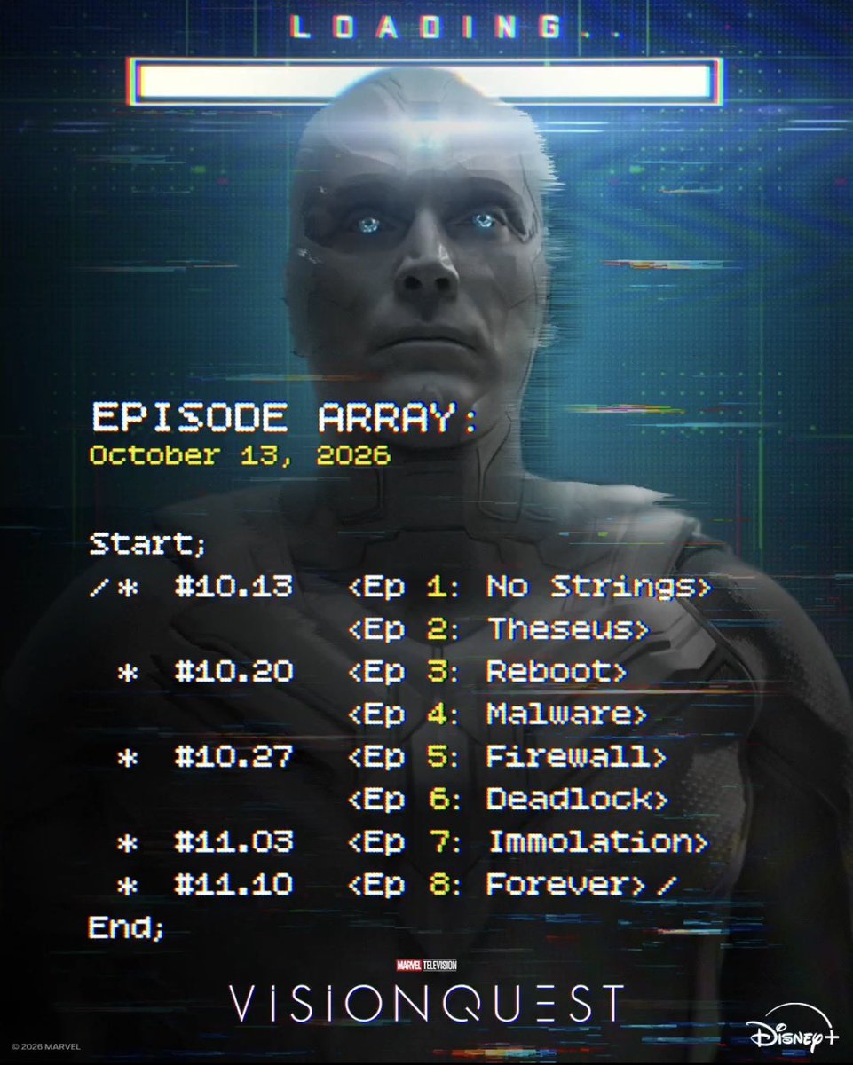 DiscussingFilm's tweet photo. The release schedule &amp; episode titles for ‘VISIONQUEST’ have been revealed.

2 episodes will release each week. https://t.co/Wkw5eJRE1m