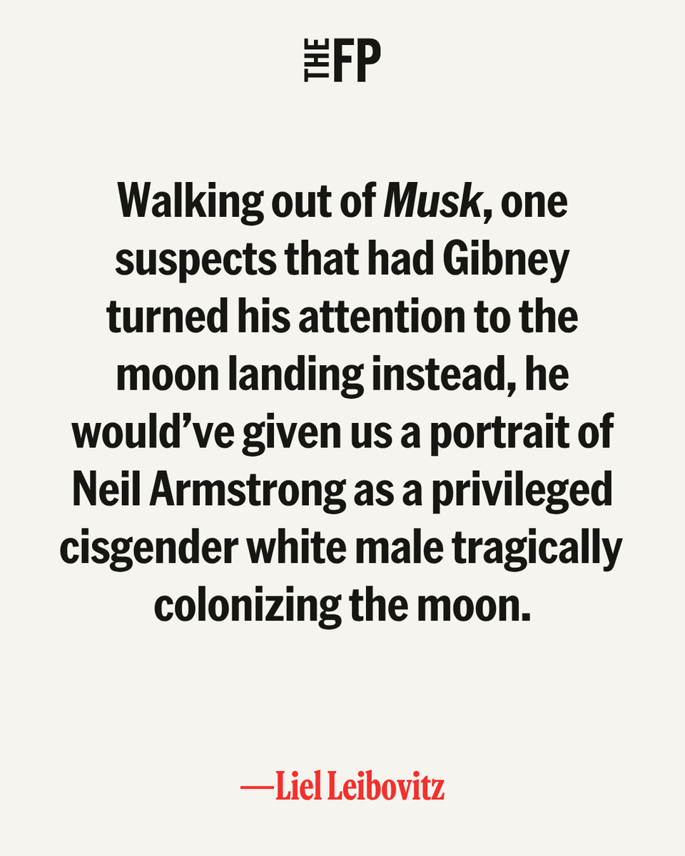 TheFP's tweet photo. A new four-hour documentary on Elon Musk is so determined to expose the billionaire’s failings that it inadvertently showcases the achievements that made him the richest man in the world.

Read @liel's full review of “Musk” : https://t.co/7uh5QxGEX1 https://t.co/ZGdajDh415