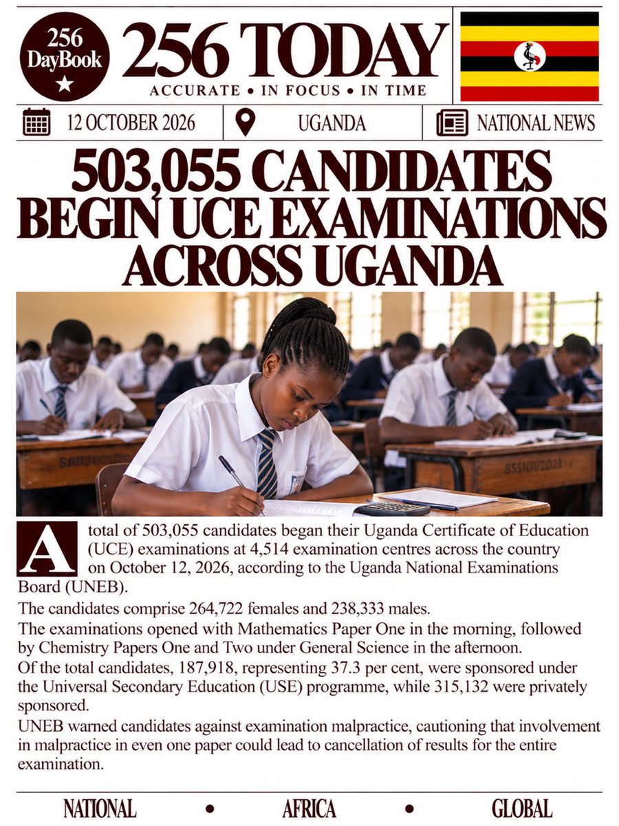 256daybook's tweet photo. OCTOBER 12, 2026   #256today @GovUganda @PoliceUg @MODVA_UPDF
#trending #news #ugandanewstoday #updf #newsupdates #uganda #fyp https://t.co/IYAFu5Ildo