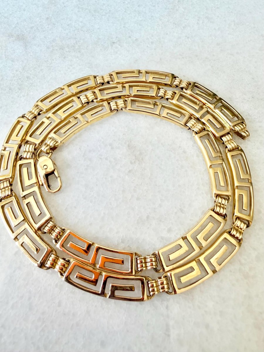 WomenVintage's tweet photo. Excited to share the latest addition to my #etsy shop: Big and Bold Greek Key Solid 14k Gold Necklace Heavy Chain 1980s Style https://t.co/qol8grG6vm #gold #14k #chain #solid #greek #key #bold #chunky #EtsyStarSeller #LittleWomenVintage #etsyshop #Christmas #ChristmasGift https://t.co/nZpyNrybYS