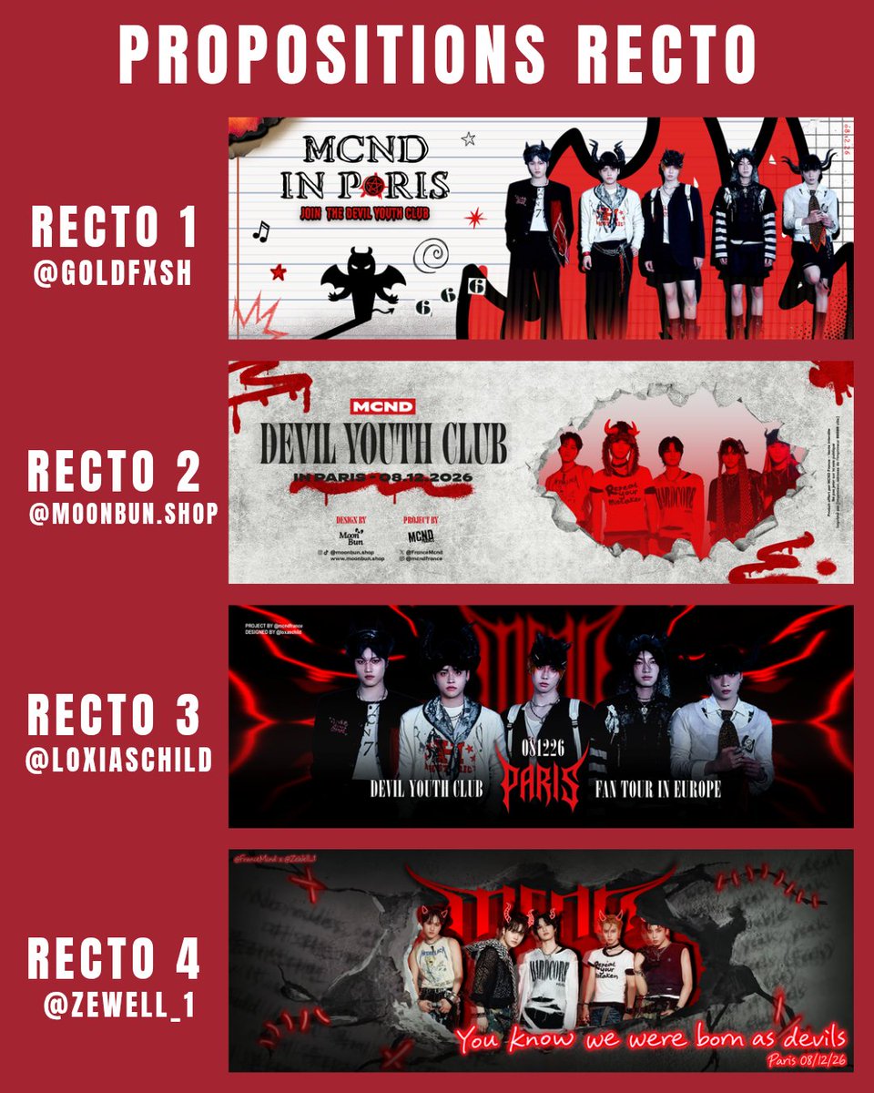FranceMcnd's tweet photo. 『𝐓𝐇𝐑𝐄𝐀𝐃 - CONCERT』• 2026 🌱

➺ #MCND

On lance l'ouverture des votes pour le visuel des bannières ! 🇫🇷🔥

🗓️ Période : 12/10 - 15/10 

Votez ici : 🔗https://t.co/Q0QxEJf2X8

Let's go GEMs ! 🚀❤️ 

—— ✩ 
#MCND #엠씨엔디 https://t.co/dtgC46MK93