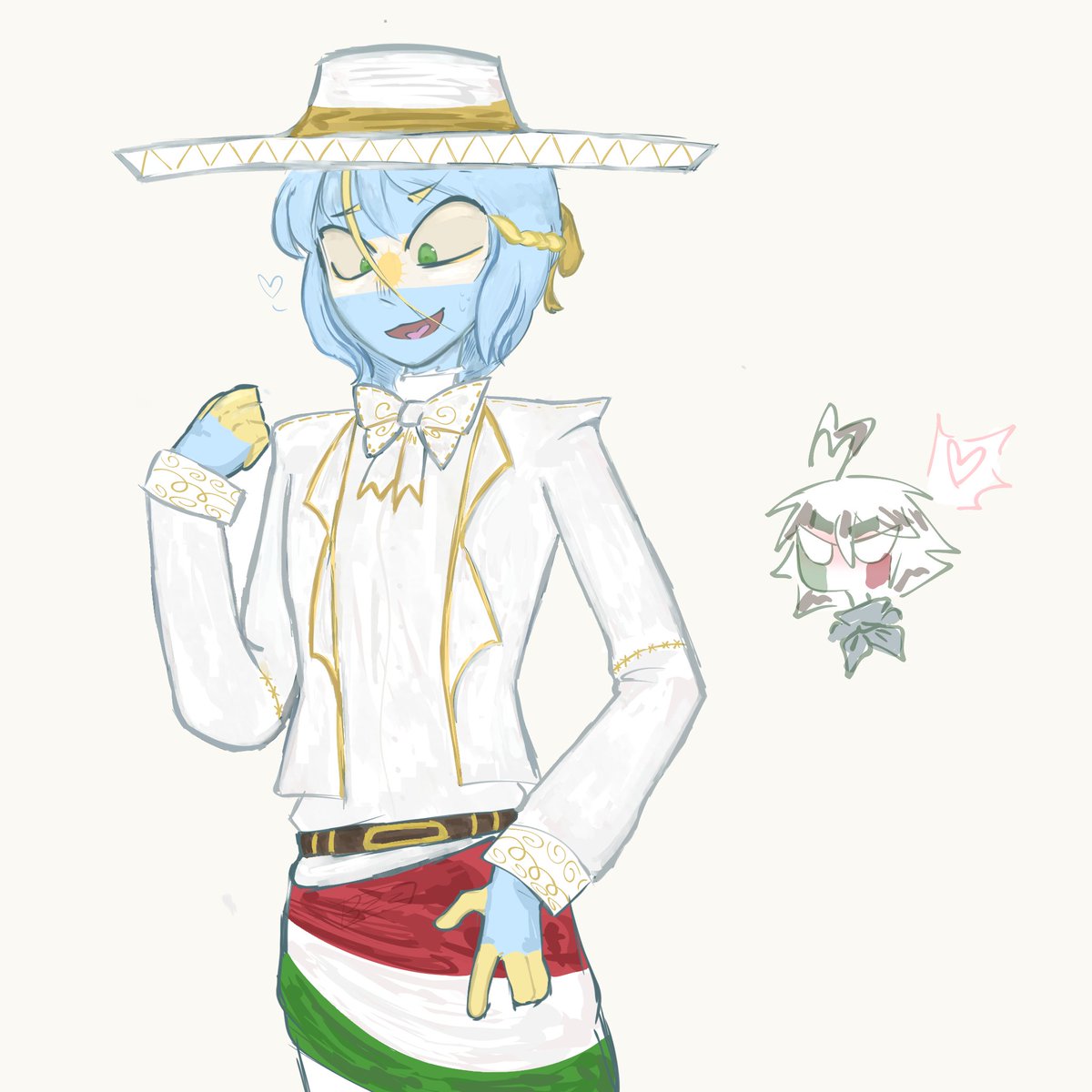 Bab_jo4's tweet photo. 🇦🇷 con la ropa especial de su novio (🇲🇽)

#Countryhumans #countryhumans #countryhumansmexico #countryhumansargentina https://t.co/3tcuH5LzOP