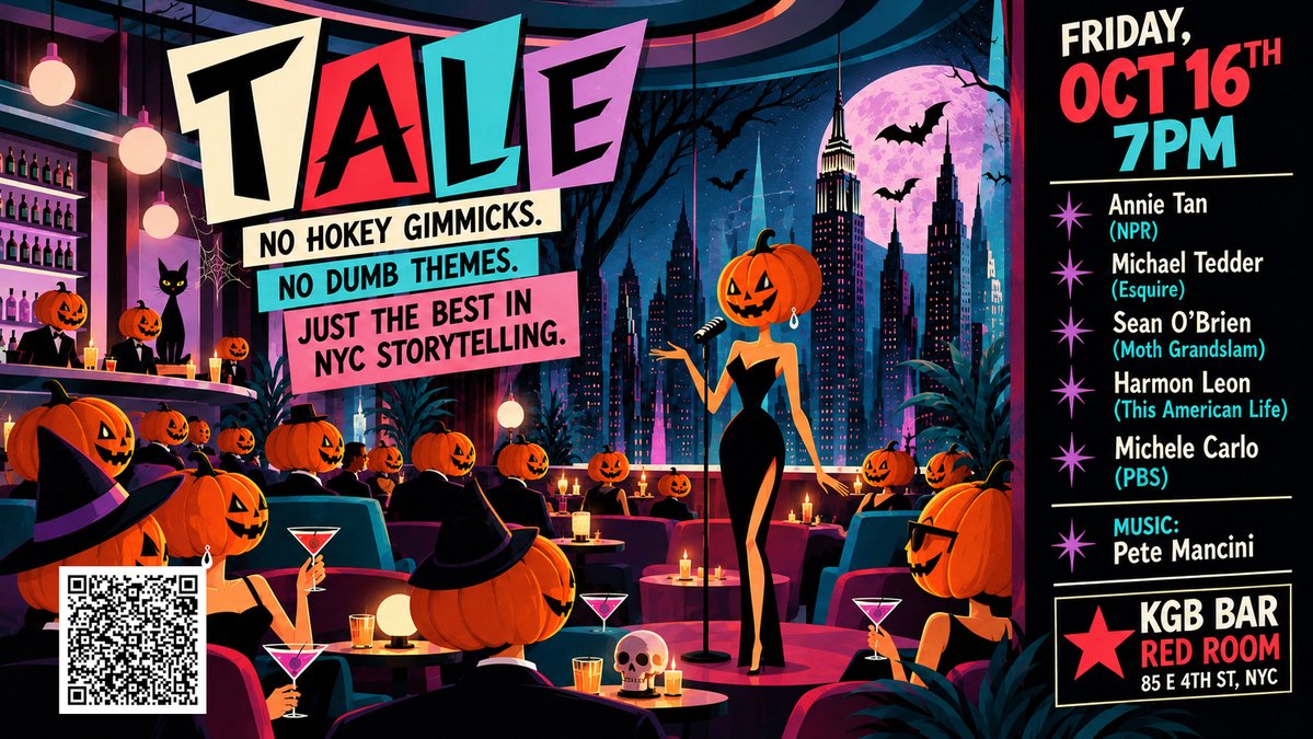 harmonleon's tweet photo. FRIDAY: SPOOKY STORIES!

TALE: NYC's Finest Storytelling
10/16 - 7pm @KGBBarRedRm 

SCARY HALLOWEEN EDITION

TIX:  https://t.co/VFJ45QDdGP

#nycevents #storytelling #nyccomedy #nycstorytelling https://t.co/jsG4R4XS9D