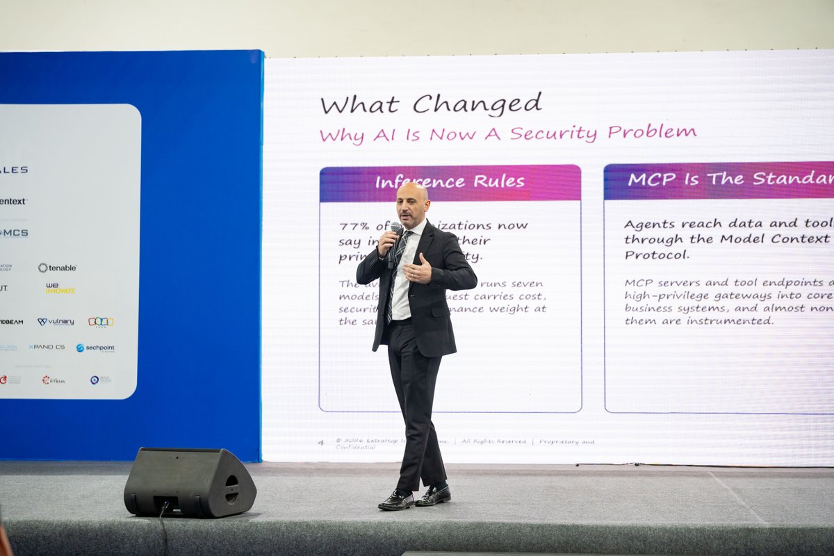 FDCSummit's tweet photo. Beyond AI assistance, what comes next for security operations?

At #FDCSummit2026, Samer Abdallah and Mohammad Ababneh at @ExtraHop explored that question in “Beyond the Copilot: Where Is the Agentic SOC Actually Heading?”

#FDCSummit #FDC #ExtraHop #Cybersecurity https://t.co/7aHWibxgqa