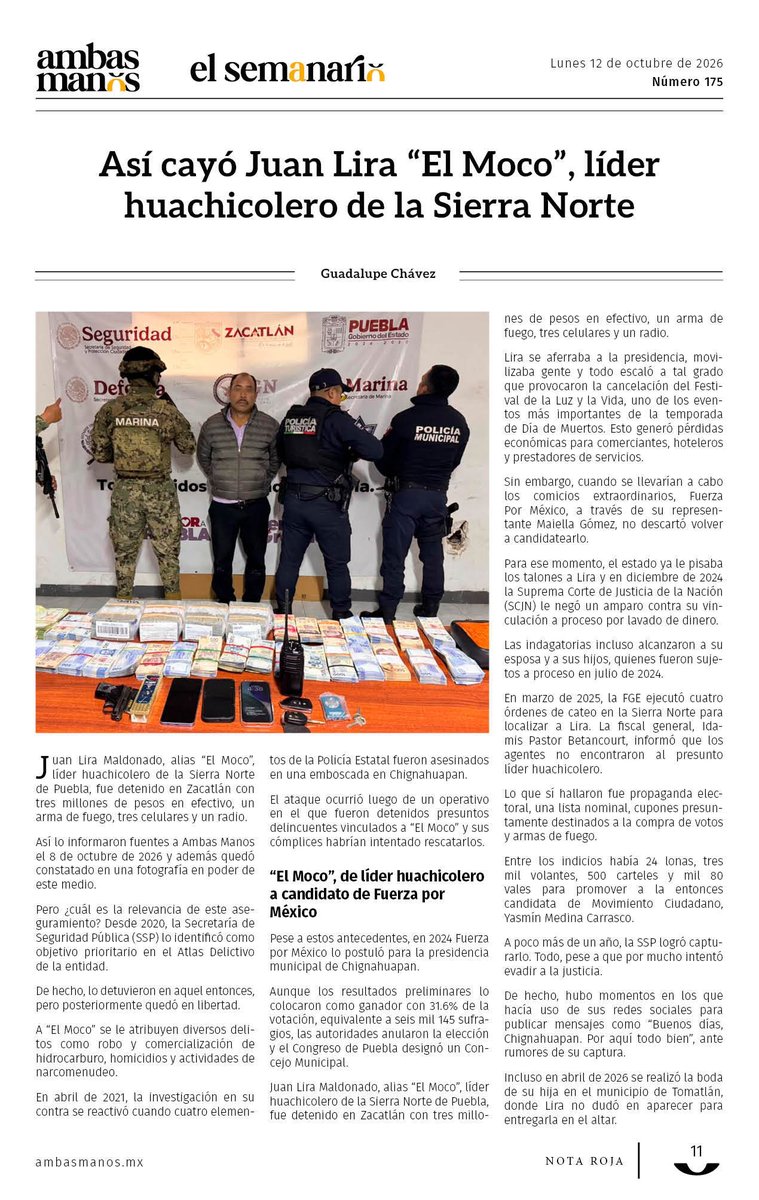 Ambas_Manos's tweet photo. @A_Villegas_Men @MateoHdzl #ElSemanario 📰 ¿Te enteraste?
Así cayó Juan Lira "El Moco", líder huachicolero de la Sierra Norte de Puebla.
https://t.co/vHWMUtJGQi https://t.co/kDzwC9pvav