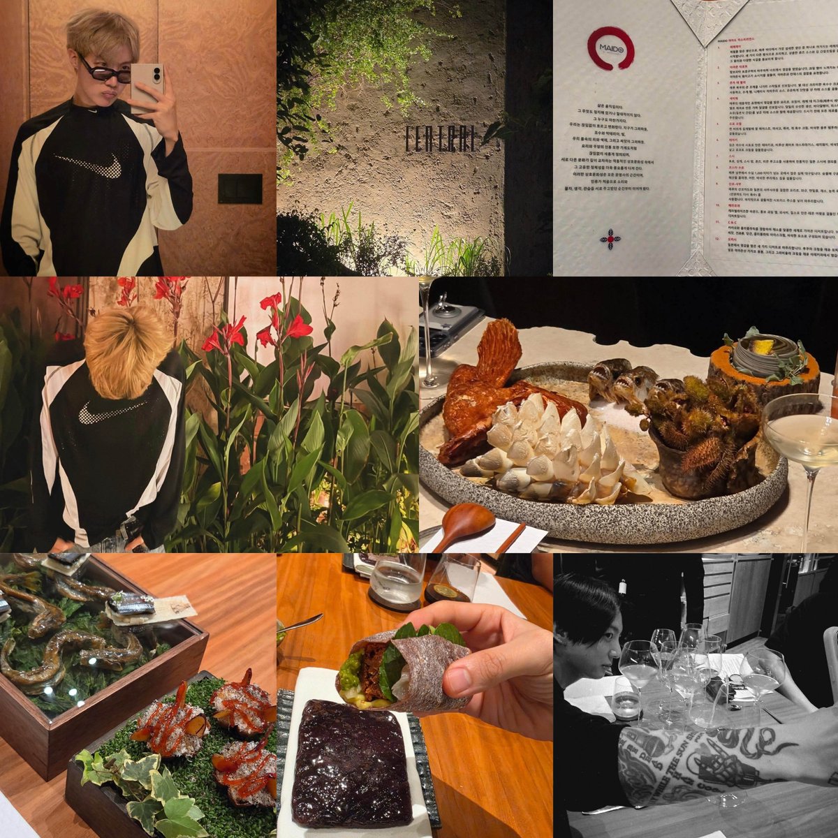 inlovewithjkoo's tweet photo. los chicos fueron a comer a central y maido, restaurantes peruanos que han sido reconocidos como los mejores del mundo, central tiene un menú que recorre la biodiversidad del país con comidas del mar, los andes y la selva, mientras que maido es una fusión de la comida peruana y https://t.co/Qblh48pelD