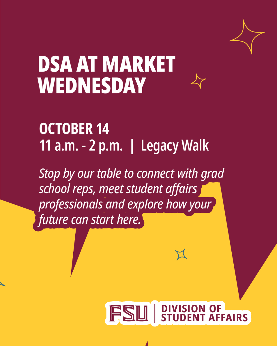 FSUDSA's tweet photo. We’re celebrating all things student affairs throughout October!
 
Check out https://t.co/5mBwpPAcHH to sign up for these events and learn more about Careers in Student Affairs Month!
 
#NolesInStudentAffairs https://t.co/IBk9krPwLp