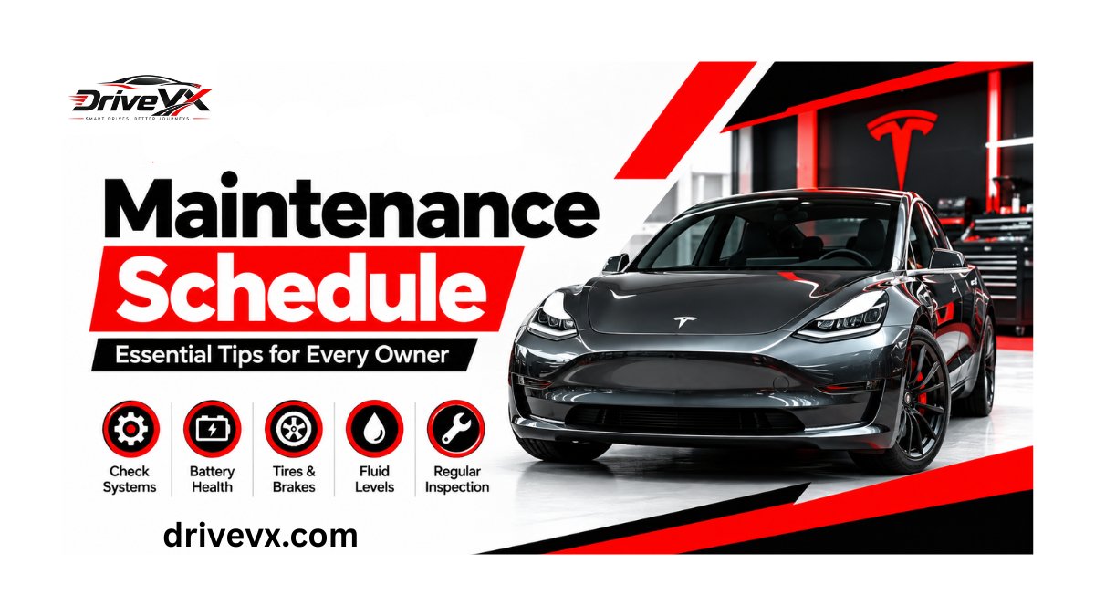 DriveVx's tweet photo. Tesla Maintenance Schedule 2026: Complete Service Guide &amp; Costs
Tesla Maintenance Schedule 2026: Service intervals, costs, battery care, and essential tips to keep your Tesla running smoothly.
https://t.co/RElXUpJs5h
 #Tesla #EVMaintenance #TeslaService https://t.co/P9Z9V2ZQoe