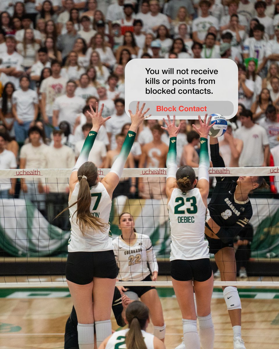 CSUVolleyball's tweet photo. Welcome to 𝐁𝐥𝐨𝐜𝐤-tober! 😤

Not only are the Rams ranked second in the nation in blocks per set (3.08), but they've posted at least 10 team blocks in 10 consecutive games - the longest program streak since 2016! https://t.co/oMw8AUFvVP