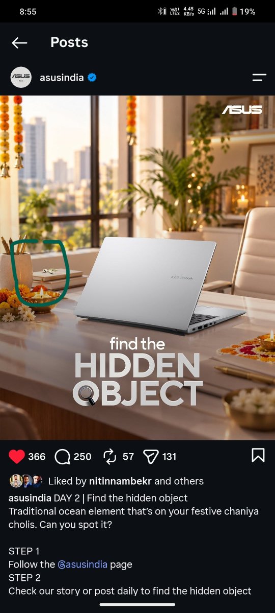 Mr_Monk007's tweet photo. @ASUSIndia The hidden object is Kodi / Cowrie Shells (the traditional ocean embellishment on chaniya cholis) placed on the table next to the festive flowers and lamp! 🐚🪔✨
​
​@asusindia
  
​#ASUSNavratriHunt #ASUSIndia #ASUS https://t.co/flzR9GzQLn