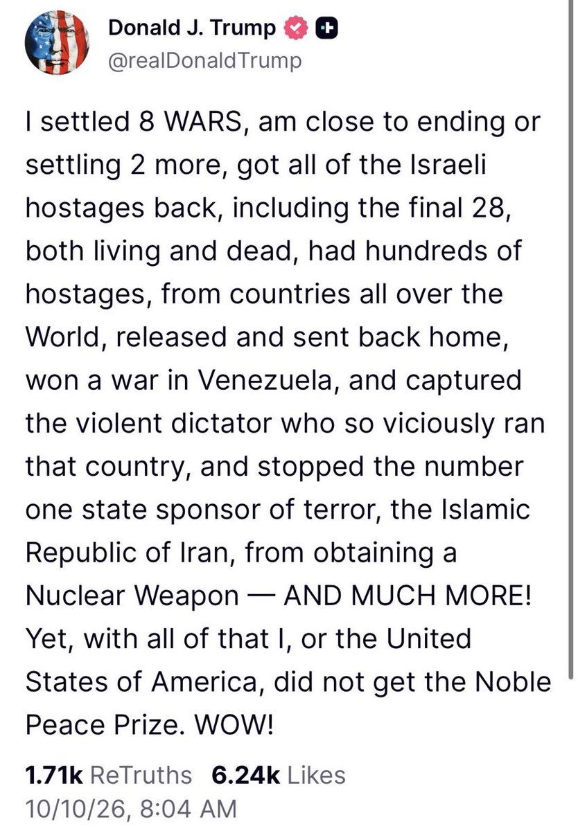 IFlyOverFla's tweet photo. Please!  Somebody get this twat a “Noble Peace Prize”(whatever TF that is) so he’ll STFU! @realDonaldTrump #moron https://t.co/HTwIbV5QIQ