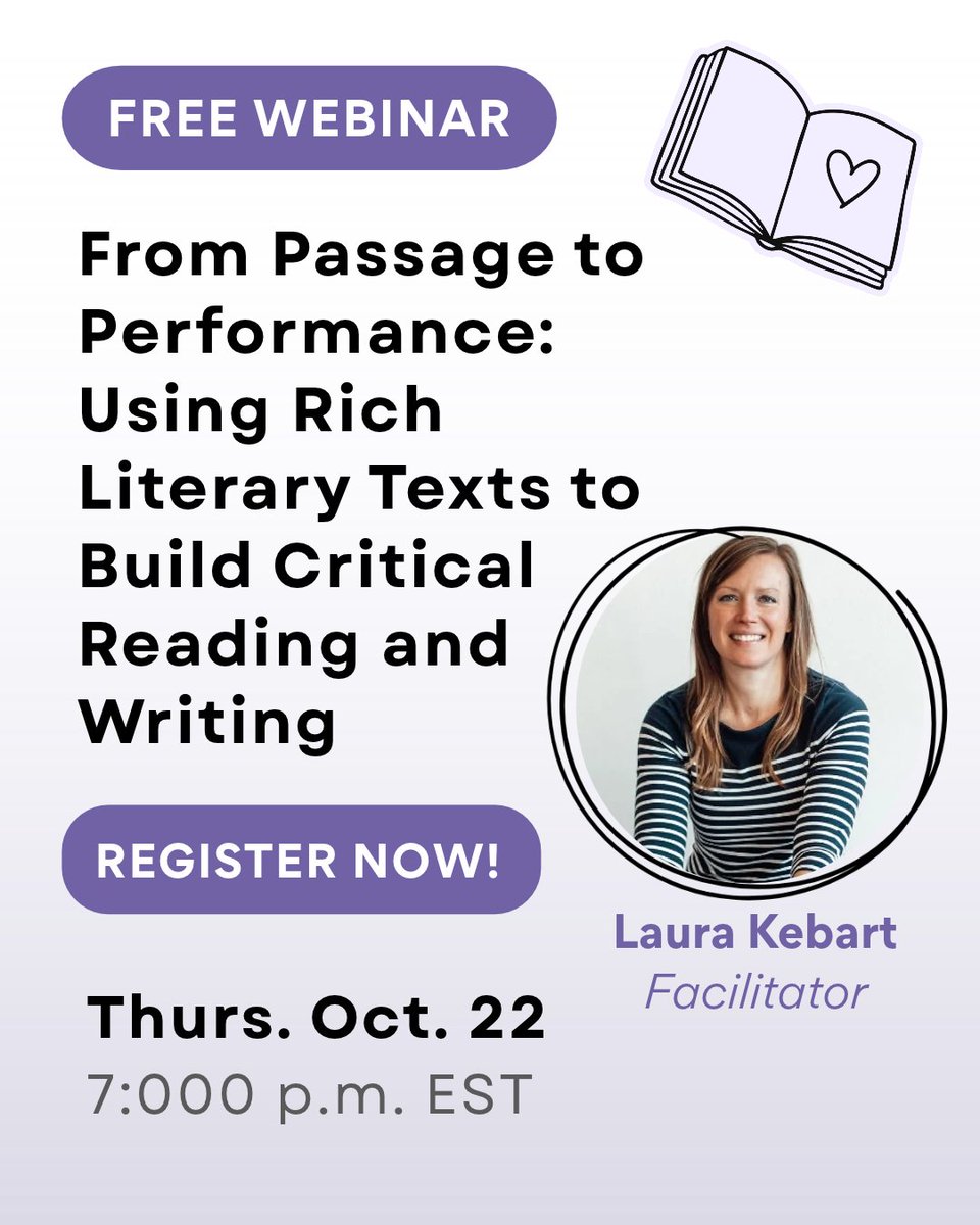 PerfectionLearn's tweet photo. Great literature gives students something worth thinking and writing about! Join Connections: Literature consultant Laura Kebart for “From Passage to Performance,” a free webinar on using rich literary texts to build critical reading and writing skills. 

https://t.co/J5XGiPsN0Z https://t.co/gRWMBNSHyR