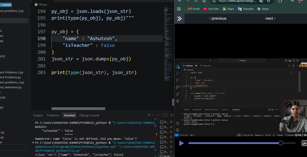 codeak07's tweet photo. Day 40

Today’s progress:

 Learned Python’s json module
→ dumps() / dump() = Python → JSON
→ loads() / load() = JSON → Python
⚙️ Understood Pointers in C
→ &amp; gets the address, * gets the value
Slow and steady, but consistent 💪

#Python #CProgramming #LearnToCode #CodingJ https://t.co/r2JL7RaCdN
