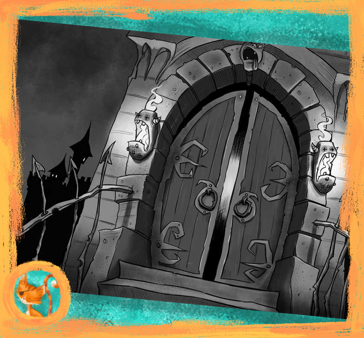 AndyCatBug's tweet photo. Does a creepy door draw you in or make you run. I prefer to stand and take in the ambience #illustration #picturebooks #Youngadult #MG #art #books #horror #spooky catling-art.​com https://t.co/b8gCvqURzX