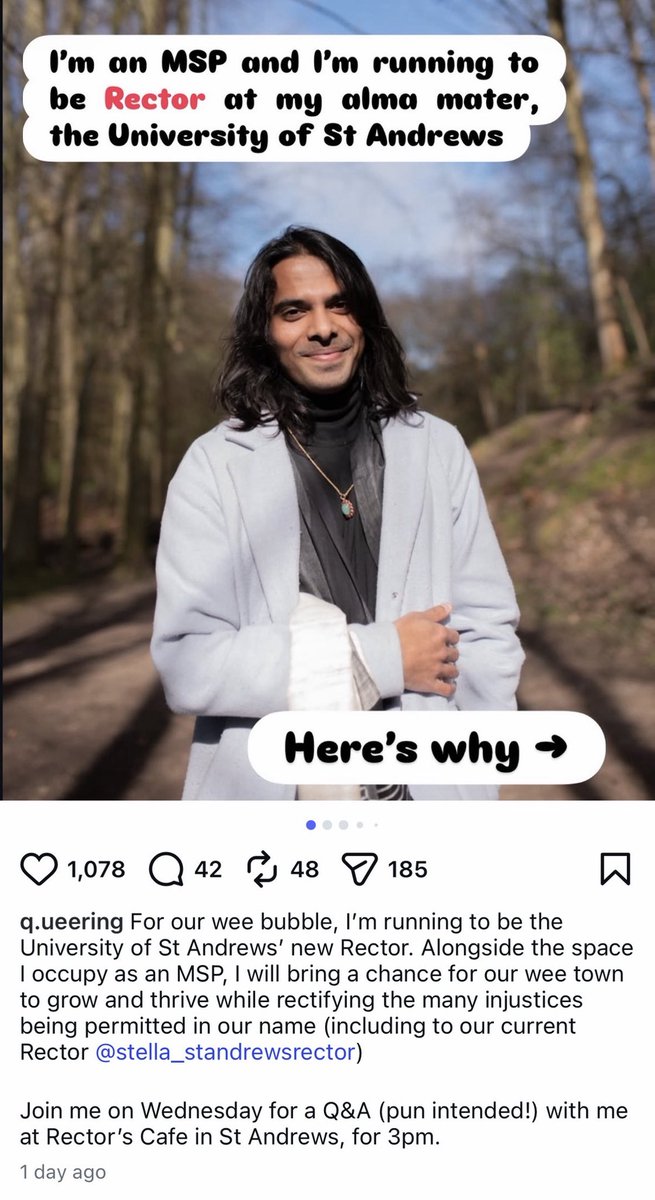 staylorish's tweet photo. Q Manivannan: too busy to hold surgeries for constituents, but can find the time to run for Rector of St Andrews. https://t.co/GjXjQp8KDv
