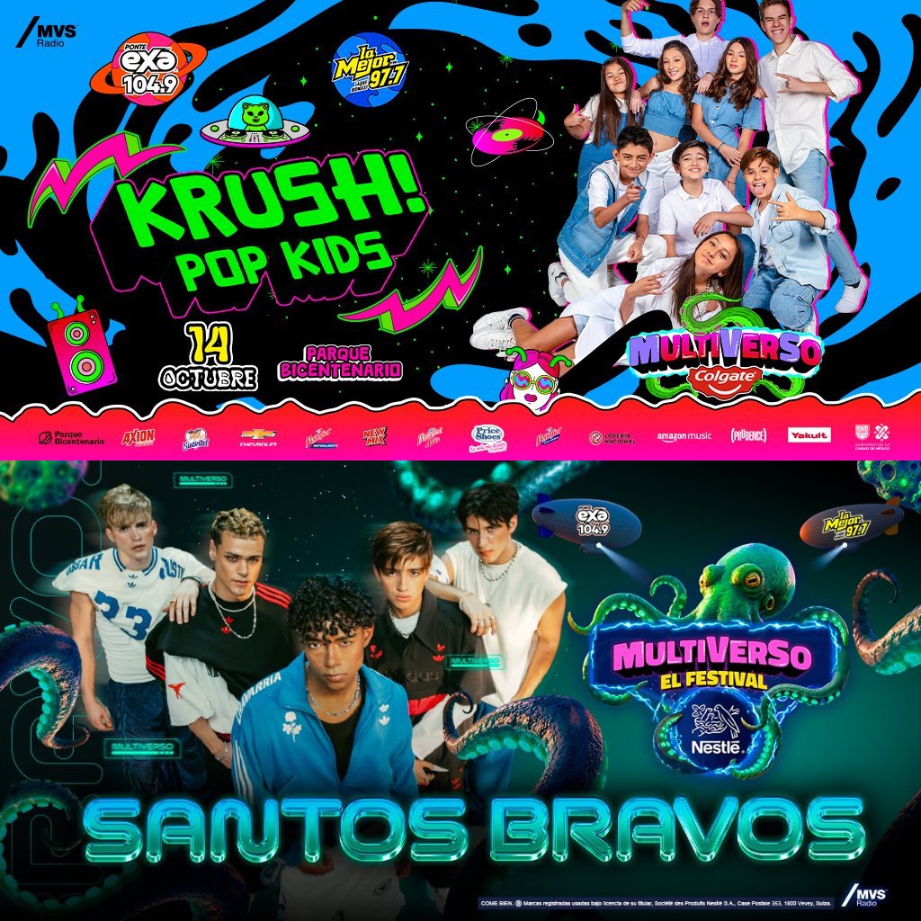 StbvBase's tweet photo. Almost exactly three years ago, on October 14, 2023, Kenneth Lavíll debuted with KRUSH! Pop Kids at Festival Multiverso 2023. (KRUSH! Pop Kids also returned to the lineup for Festival Multiverso 2024.) 

Today, he's announced as part of the lineup of Festival Multiverso 2026 with SANTOS BRAVOS. 

What a full-circle moment. 

#SANTOSBRAVOS @santos_bravos #KENNETH @ExaFM @LaMejor