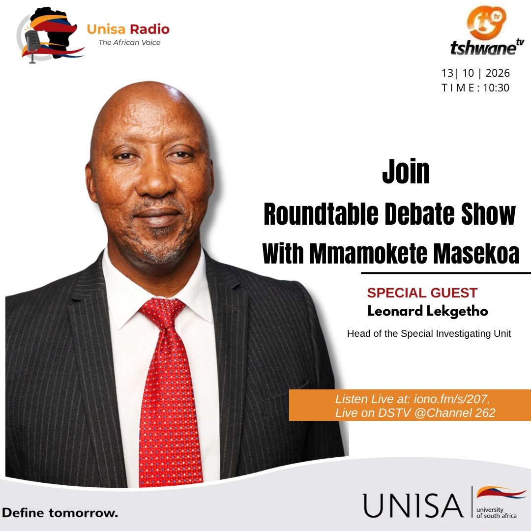 unisaradio's tweet photo. COMING-UP: The Head of the Special Investigating Unit, Leonard Lekgetho, joins The Round Table with host Mamokete Masekoa to discuss Leading the Fight Against Corruption: His New SIU Appointment and Priorities for the Future. The conversation explores his career journey, lessons learned throughout his professional life, his vision for the SIU, and the key priorities he intends to pursue during his tenure in strengthening accountability, tackling corruption and promoting ethical governance.
#TheStationOfChampions