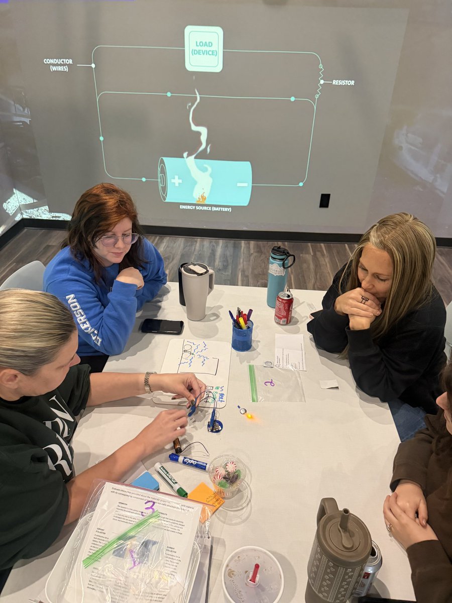 STEMTania's tweet photo. #STEMCobb teachers are engaged in hands-on discovery of matter & energy phenomena related to circuits in the @ULXplorlabs immersive classroom at the @cobbsafevillage today! Thank you @MO_Keeffe for hosting this for Digital Learning Day PL! https://t.co/Uc8oKmgWP3