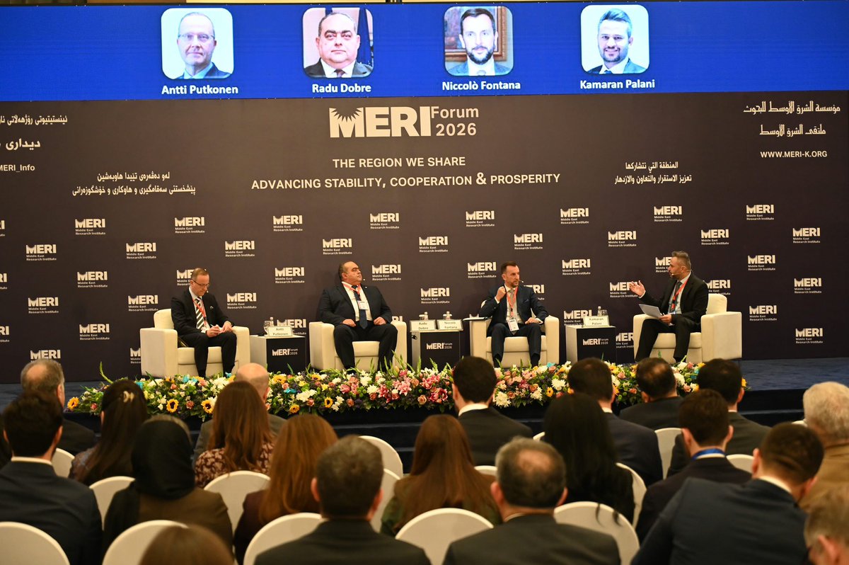 ItalyinIraq's tweet photo. Inspiring discussions on Iraq’s opportunities and challenges in the shifting regional landscape. Thanks to #MERI2026 Forum for bringing together in #Erbil Iraqi and international policymakers, academics, opinion leaders, and diplomats. https://t.co/miHZIf3LPG