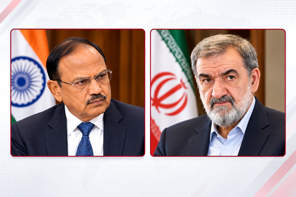 ArgusNews_in's tweet photo. Iran’s Supreme National Security Council Secretary Dr. Mohsen Rezaei held a telephone conversation with India’s National Security Adviser Ajit Doval this evening.

The two exchanged views on regional and international developments and issues of mutual interest.  

#India #Iran https://t.co/7WuP2hBM9R