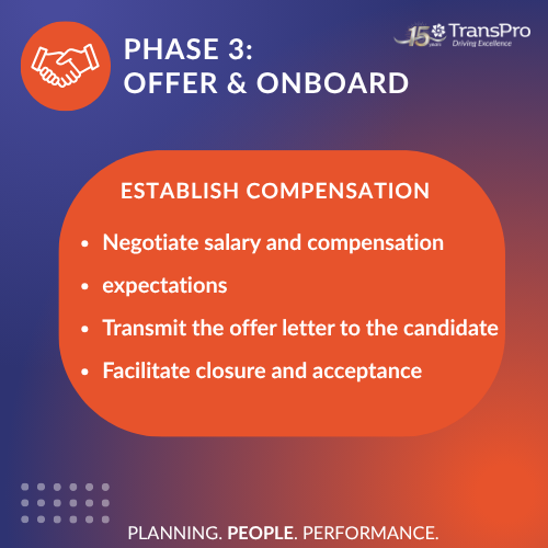 TransProConsult's tweet photo. We are back with the necessary steps agencies should take to define success! Phase 3 of Recruiting Your Next CEO: Offer &amp; Onboard. Led by former CEOs, #TransPro runs a disciplined, three-phase search, from the board's first kickoff to your new executive's first year. #TransitCEO https://t.co/mAAvJ1U6zF