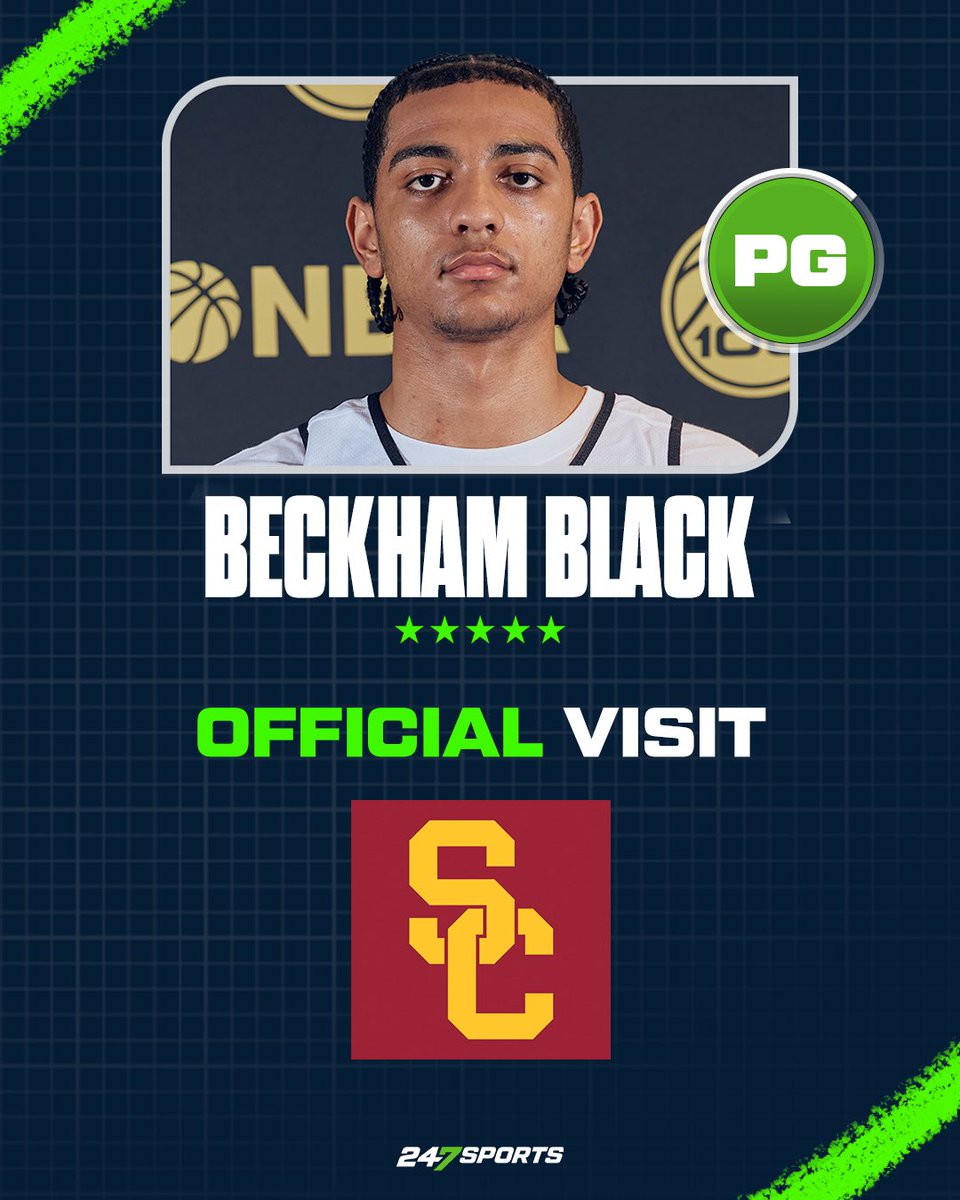 BJenkins247's tweet photo. 𝗦𝗢𝗨𝗥𝗖𝗘: No. 1 overall Class of 2027 recruit Beckham Black is currently taking an official visit to #USC. 

Black's older brother Anthony Black played for Trojans Head Coach Eric Musselman during his time at Arkansas. 

𝗣𝗥𝗢𝗙𝗜𝗟𝗘 https://t.co/ckGK4tCSc6 https://t.co/jdFewMa2bV