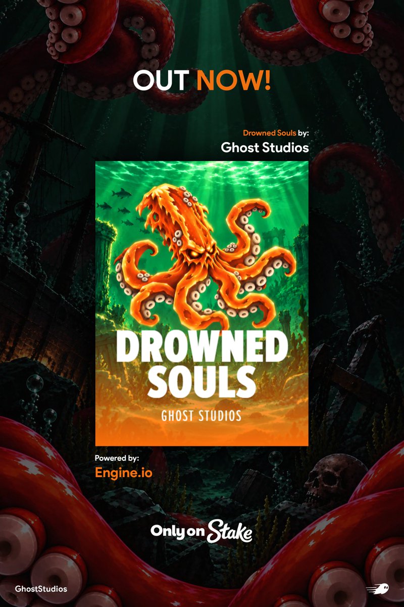 GhostStudiosgg's tweet photo. GAME 2 LIVE NOW! ✅

Drowned Souls by Ghost Studios is LIVE! 🚨

Only on @Stake / @StakeUsa 
Powered by @enginedotio 

Drop your username for juice: ⬇️