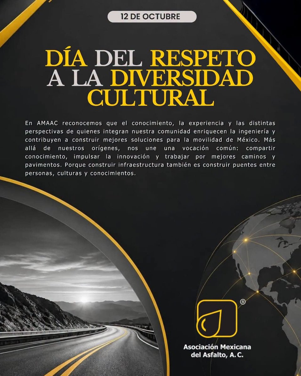 AMAACmx's tweet photo. 12 de octubre | Día de la Nación Pluricultural

La diversidad también construye caminos.

En AMAAC reconocemos que el conocimiento, la experiencia y las distintas perspectivas de quienes integran nuestra comunidad enriquecen la ingeniería.

#AMAAC #DíaDeLaNaciónPluricultural https://t.co/zgNkYF75iL